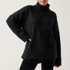 Athleta Cozy Karma Funnel Neck Sweatshirt in Black